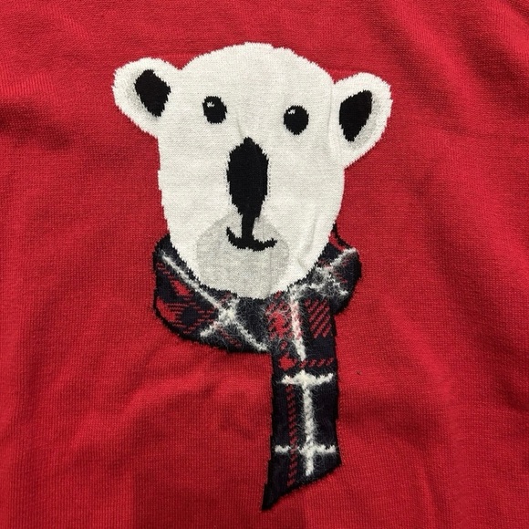 Women’s Tommy Hilfigier Red Lightweight Crewneck Sweater With Polar Bear Large - Picture 2 of 3